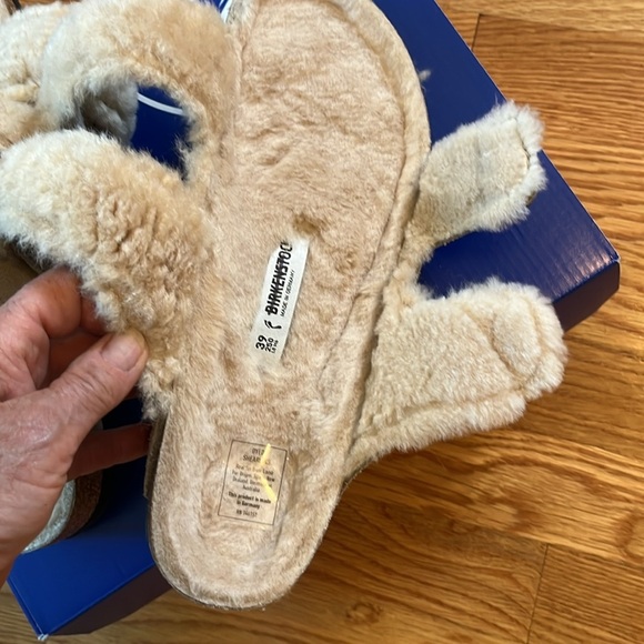 Birkenstock Arizona Shearling Suede Leather Sandal Size 8 New in Box - Picture 15 of 15